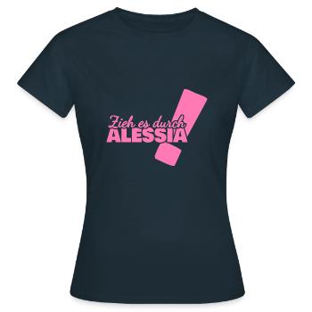 Vorname Alessia - Frauen T-Shirt - Navy - Vorne - AI Model Female 172 dark (172cm)
