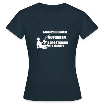 Berg mit henry oder aufgeben - Frauen T-Shirt - Navy - Vorne - AI Model Female 172 dark (172cm)