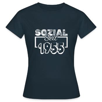 Sozial 1955 - Frauen T-Shirt - Navy - Vorne - AI Model Female 172 dark (172cm)