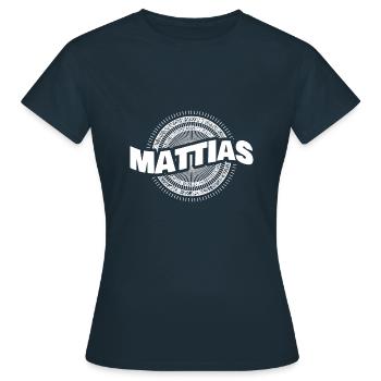 Geschenkidee Mattias - Frauen T-Shirt - Navy - Vorne - AI Model Female 172 dark (172cm)