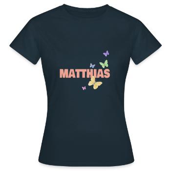 First name Matthias - Women's T-Shirt - navy - Front - AI Model Female 172 dark (172cm)