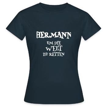 Retter Hermann - Frauen T-Shirt - Navy - Vorne - AI Model Female 172 dark (172cm)