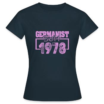 Studied in 1978 - Women's T-Shirt - navy - Front - AI Model Female 172 dark (172cm)