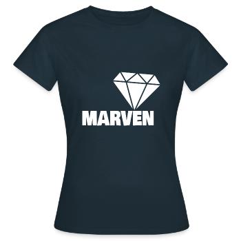 Marven als Edel - Frauen T-Shirt - Navy - Vorne - AI Model Female 172 dark (172cm)