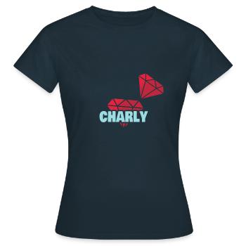 Diamant pour Charly Precious Noble - T-shirt Femme - marine - Devant - AI Model Female 172 dark (172cm)