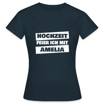 Amelia als JGA - Frauen T-Shirt - Navy - Vorne - AI Model Female 172 dark (172cm)