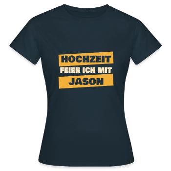 Jason als JGA - Frauen T-Shirt - Navy - Vorne - AI Model Female 172 dark (172cm)