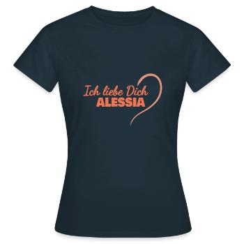 Alessia - Frauen T-Shirt - Navy - Vorne - AI Model Female 172 dark (172cm)