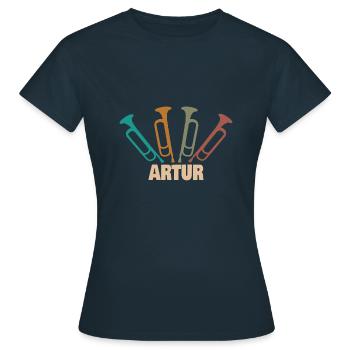 Blasinstrument Trompetenspieler Tube Artur - Frauen T-Shirt - Navy - Vorne - AI Model Female 172 dark (172cm)