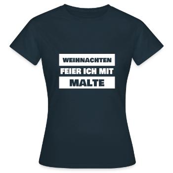 First name Malte - Women's T-Shirt - navy - Front - AI Model Female 172 dark (172cm)