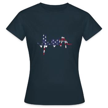 Amerika mit Herzschlag - Frauen T-Shirt - Navy - Vorne - AI Model Female 172 dark (172cm)
