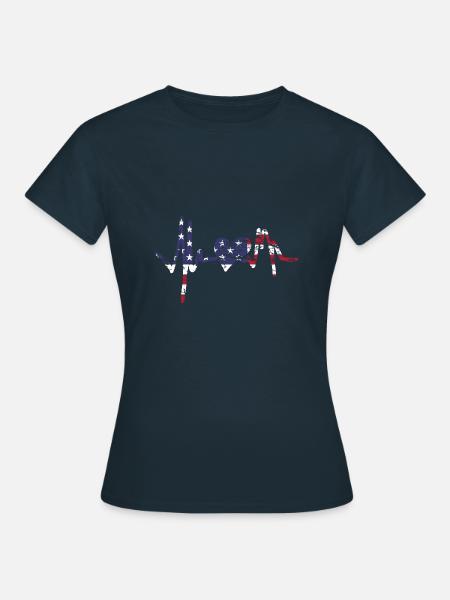 Amerika mit Herzschlag - Frauen T-Shirt - Navy