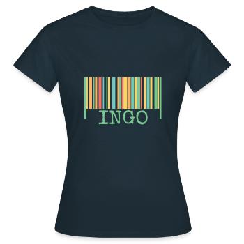 Code-barres Ingo - T-shirt Femme - marine - Devant - AI Model Female 172 dark (172cm)