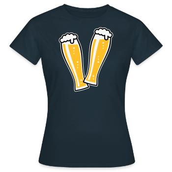 2 Weißbiergläser Stoßen An (Bier Weizenbier / 3C) - Frauen T-Shirt - Navy - Vorne - AI Model Female 172 dark (172cm)