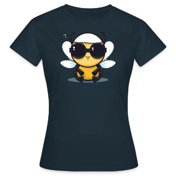Biene Sonnenbrille Brummer Honigbiene - Frauen T-Shirt - Navy - Vorne - AI Model Female 172 dark (172cm)