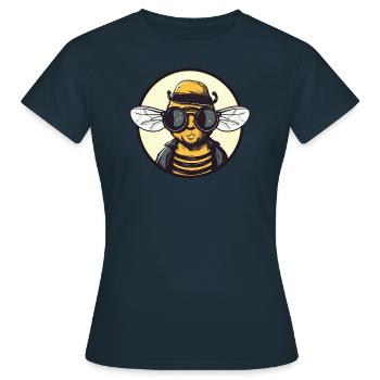 Biene Sonnenbrille Brummer Honigbiene - Frauen T-Shirt - Navy - Vorne - AI Model Female 172 dark (172cm)