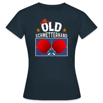 Old Schmetterhand Tischtennis Design - Frauen T-Shirt - Navy - Vorne - AI Model Female 172 dark (172cm)