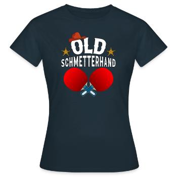 Vieux papillon main Tennis de Table Design - T-shirt Femme - marine - Devant - AI Model Female 172 dark (172cm)