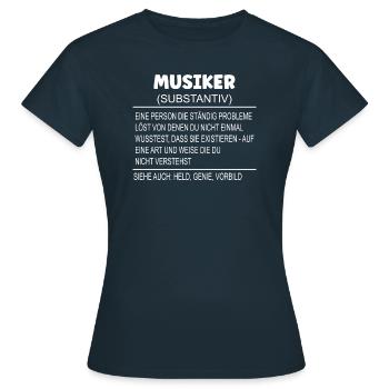 Wörterbuch Erklärung MUSIKER Held, Genie, Vorbild - Frauen T-Shirt - Navy - Vorne - AI Model Female 172 dark (172cm)