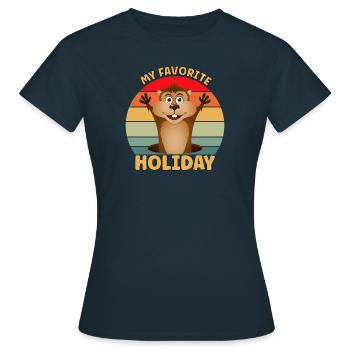 Ma fête préférée : le jour de la marmotte - T-shirt Femme - marine - Devant - AI Model Female 172 dark (172cm)