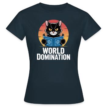 Domination mondiale – un chat avec de grands projets - T-shirt Femme - marine - Devant - AI Model Female 172 dark (172cm)
