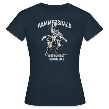 Hammersbald – Nordischer Gott der Ungeduld - Frauen T-Shirt - Navy - Vorne - AI Model Female 172 dark (172cm)