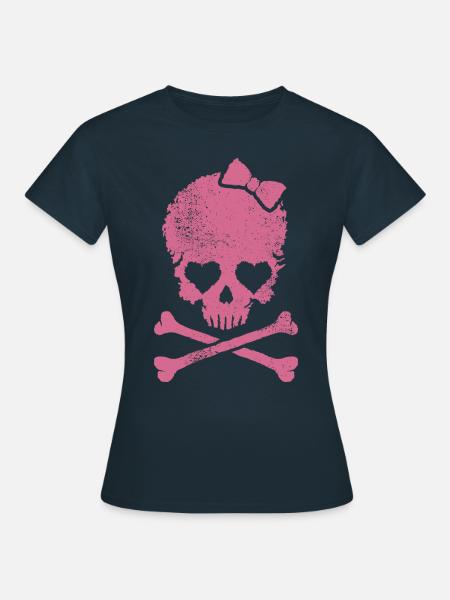 Totenkopf Girl - Piraten Mädchen - Frauen T-Shirt - Navy