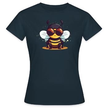 Biene Sonnenbrille Brummer Honigbiene - Frauen T-Shirt - Navy - Vorne - AI Model Female 172 dark (172cm)