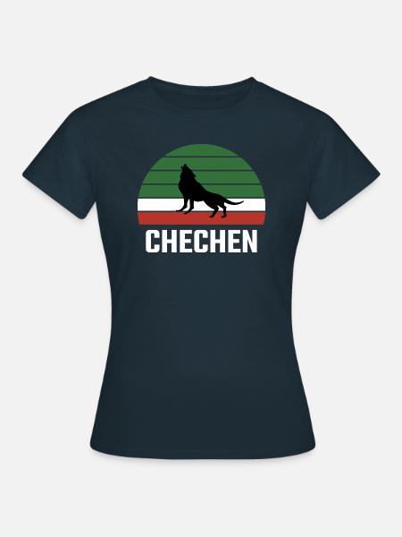 Chechnya Chechen Tschetschenien Borz Wolf Flagge - Frauen T-Shirt - Navy