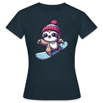 Paresseux Snowboarder Hiver Sports D’hiver Vacances - T-shirt Femme - marine - Devant - AI Model Female 172 dark (172cm)