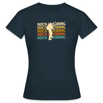 Retro Vintage Classic Rock Climbing Climber - Frauen T-Shirt - Navy - Vorne - AI Model Female 172 dark (172cm)