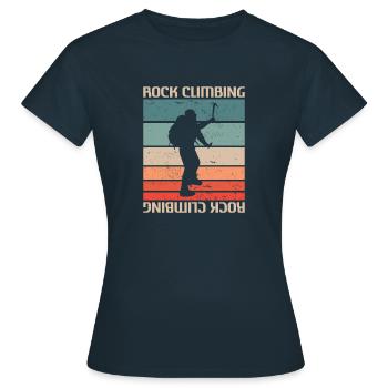 Retro Vintage Classic Rock Climbing Climber - Frauen T-Shirt - Navy - Vorne - AI Model Female 172 dark (172cm)