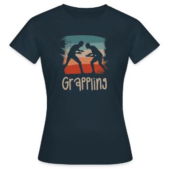Retro Vintage Classic Grappling Grappler - Women's T-Shirt - navy - Front - AI Model Female 172 dark (172cm)