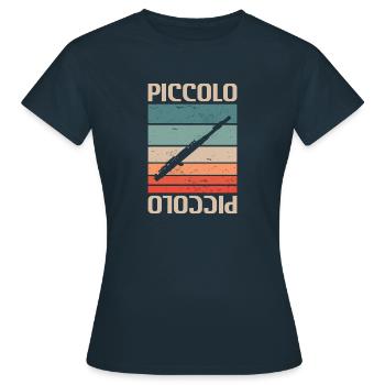 Retro Vintage Classic Piccolo Player Instrument - Frauen T-Shirt - Navy - Vorne - AI Model Female 172 dark (172cm)