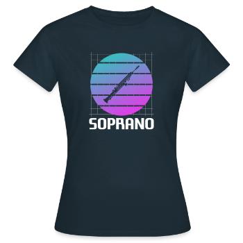 Retro Vintage Classic Soprano Instrument Guita - Frauen T-Shirt - Navy - Vorne - AI Model Female 172 dark (172cm)