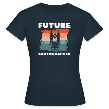 Retro Future Cartographer Map Making Cartography - Women's T-Shirt - navy - Front - AI Model Female 172 dark (172cm)