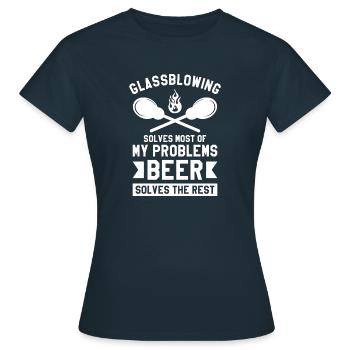 Glassblowing Solves Most Of My Problems Beer Solve - Women's T-Shirt - navy - Front - AI Model Female 172 dark (172cm)