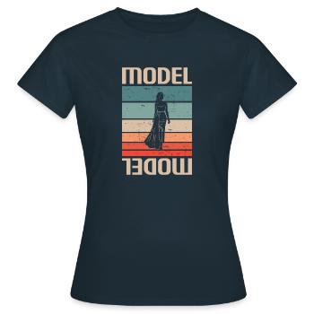 Rétro Vintage Classic Model Modélisation - T-shirt Femme - marine - Devant - AI Model Female 172 dark (172cm)