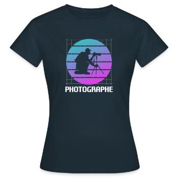 Retro Photographe Photographie Photographier - T-shirt Femme - marine - Devant - AI Model Female 172 dark (172cm)
