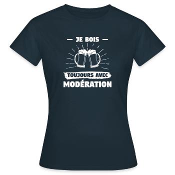 Ich trinke immer in Maßen - Frauen T-Shirt - Navy - Vorne - AI Model Female 172 dark (172cm)