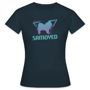 Retro Samoyed Dog Lover - Women's T-Shirt - navy - Front - AI Model Female 172 dark (172cm)