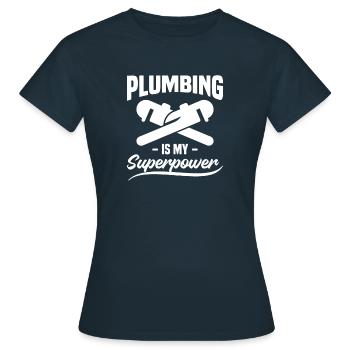 Klempner sind meine Superpower Klempner Klempner - Frauen T-Shirt - Navy - Vorne - AI Model Female 172 dark (172cm)