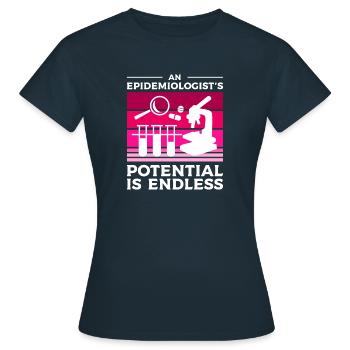 An Epidemiologist's Potential Is Endless - Women's T-Shirt - navy - Front - AI Model Female 172 dark (172cm)