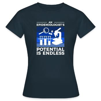 An Epidemiologist's Potential Is Endless - Women's T-Shirt - navy - Front - AI Model Female 172 dark (172cm)