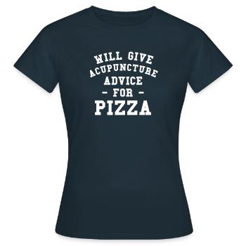 Will Give Acupuncture Advice For Pizza - Women's T-Shirt - navy - Front - AI Model Female 172 dark (172cm)
