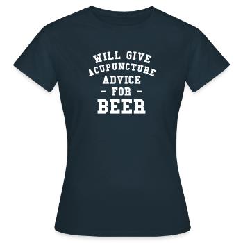 Will Give Acupuncture Advice For Beer - Women's T-Shirt - navy - Front - AI Model Female 172 dark (172cm)