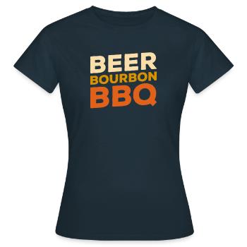 Bière Bourbon BBQ Barbecue Griller Boire de la bière - T-shirt Femme - marine - Devant - AI Model Female 172 dark (172cm)