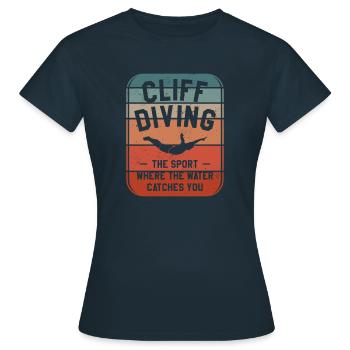 Plongée en falaise Le sport où l’eau vous attrape - T-shirt Femme - marine - Devant - AI Model Female 172 dark (172cm)