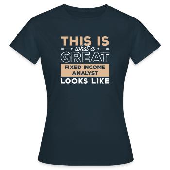 So sieht ein guter Anleihenanalyst aus - Frauen T-Shirt - Navy - Vorne - AI Model Female 172 dark (172cm)