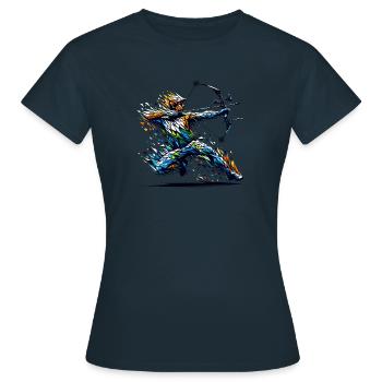 Polygon Art Bogenschütze Bogenschießen Bogen und Pfeil Bogenschützen - Frauen T-Shirt - Navy - Vorne - AI Model Female 172 dark (172cm)